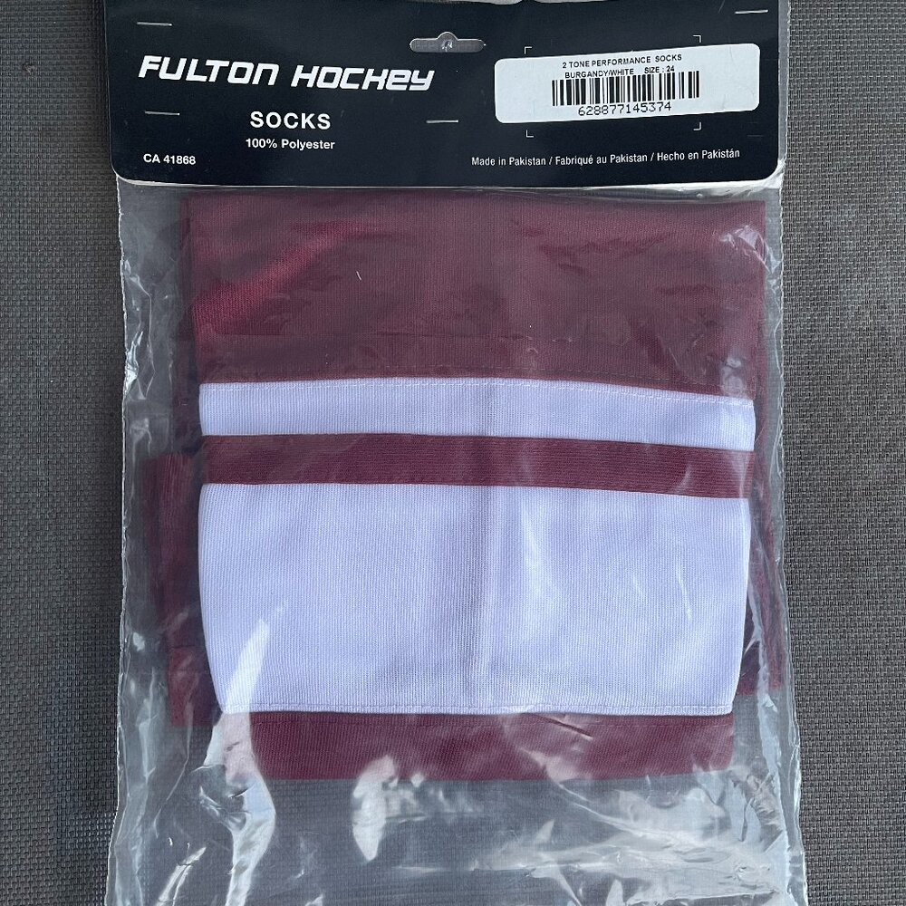 Fulton Hockey Socks 24" Junior Burgundy White 2 Tone Performance Team